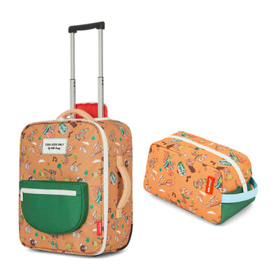 Maleta infantil marrón motivo música asa trolley y neceser a juego Hello Hossy