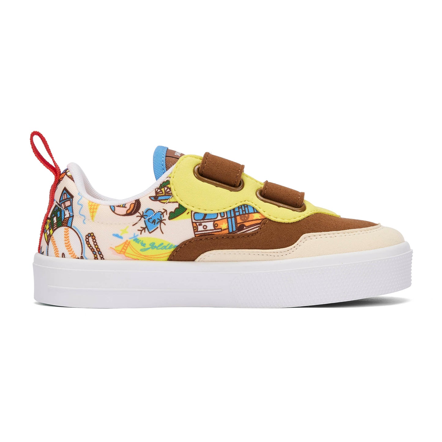 Sneakers niño crema marrón motivo USA velcros Hello Hossy