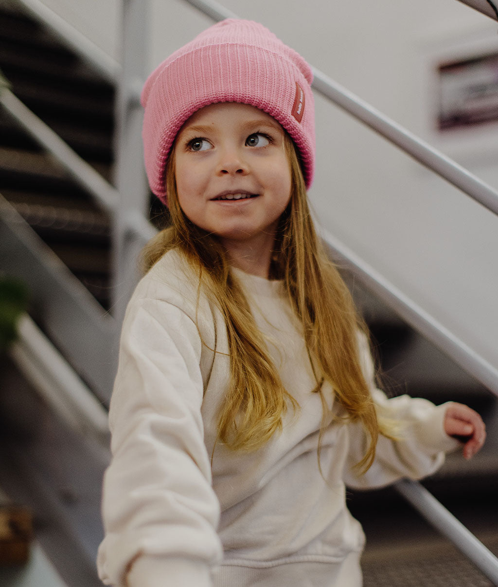 Gorro de colores Niños & Adultos Flow Pink, 100% algodón orgánico, sin pompón, desde 9 meses, Cool Kids Only !