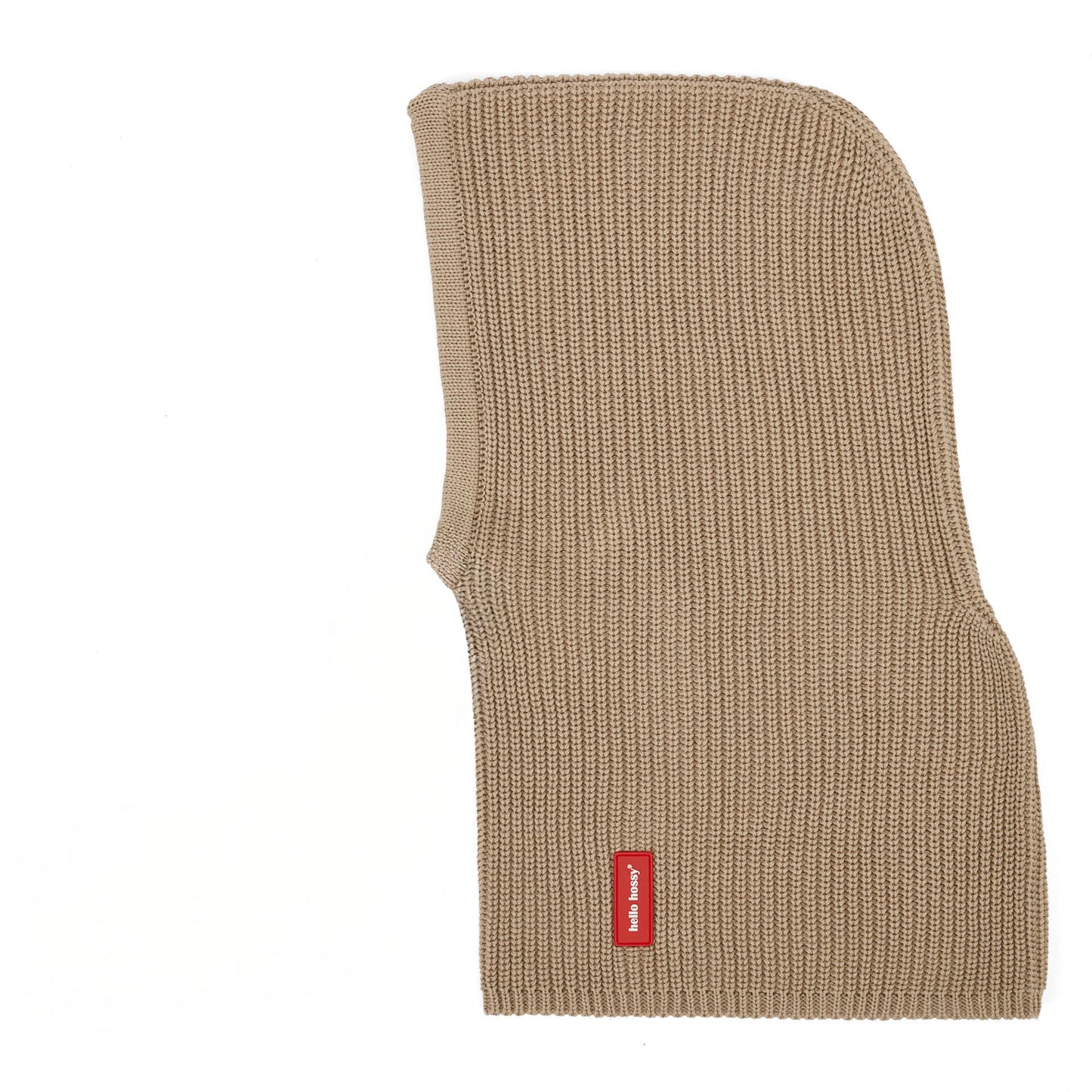 Cagoule en maille beige Hoody Latte pour enfant et bébé - vue de profil, à plat