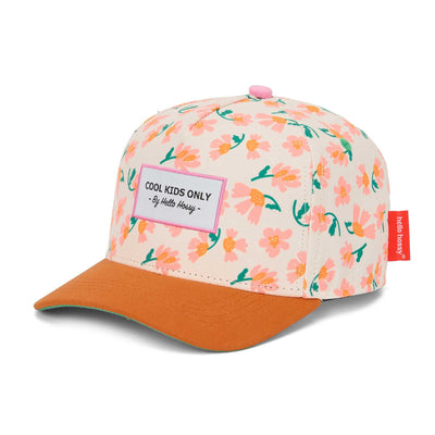 Gorra infantil crema con flores visera camel sin poner Hello Hossy