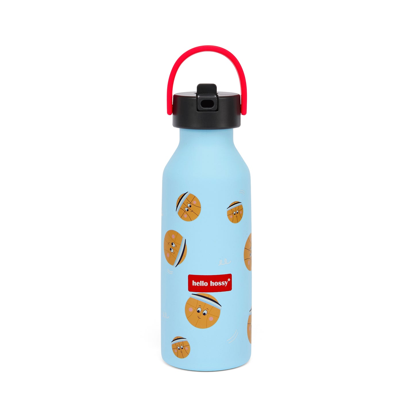 Botella infantil azul motivo deporte asa roja Hello Hossy