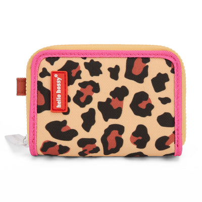 Monedero infantil beige estampado leopard borde rosa Hello Hossy