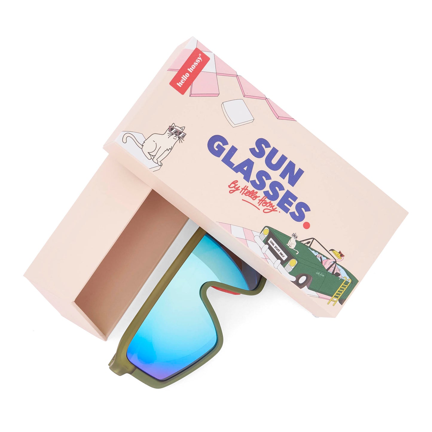Gafas de sol infantil verde modelo deportivo lentes polarizadas con packaging Hello Hossy