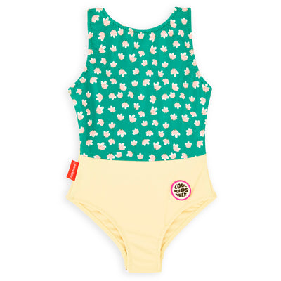Bañador niña verde amarillo estampado flores patch Cool Kids Only Hello Hossy