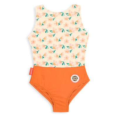Bañador niña rosa naranja estampado flores patch redondo Cool Kids Only Hello Hossy