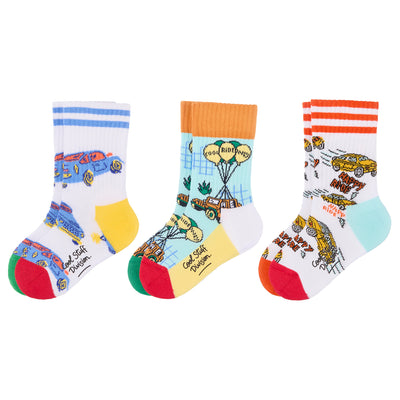 Pack de 3 pares de calcetines para niño con estampados de Coches – vista plana