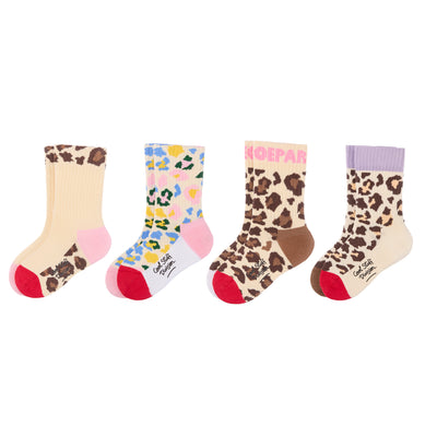 Pack de 4 pares de calcetines para niño/a estampados léopard – vista plana