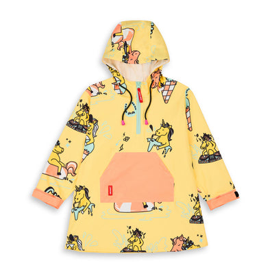 Poncho impermeable con capucha Unicorn para niños – vista plana, de frente