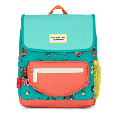 Mochila infantil verde coral motivo animales bolsillo amarillo Hello Hossy