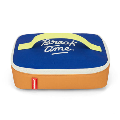 Bolsa de Merienda infantil azul naranja inscripción Break Time Hello Hossy