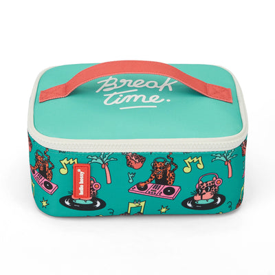 Bolsa de Almuerzo infantil verde coral motivo animales inscripción Break Time Hello Hossy