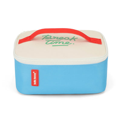 Bolsa de Almuerzo infantil azul detalle rojo texto verde Hello Hossy