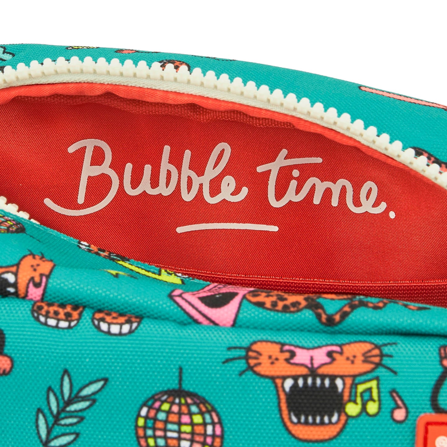 Neceser de aseo infantil verde estampados música interior rojo Hello Hossy