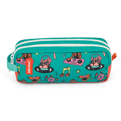 Estuche Escolar infantil verde coral motivo animales Hello Hossy