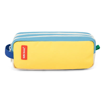 Estuche Escolar infantil azul amarillo doble compartimento Hello Hossy