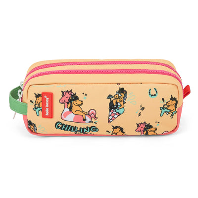 Estuche Escolar infantil amarillo estampado unicornio multicolor Hello Hossy