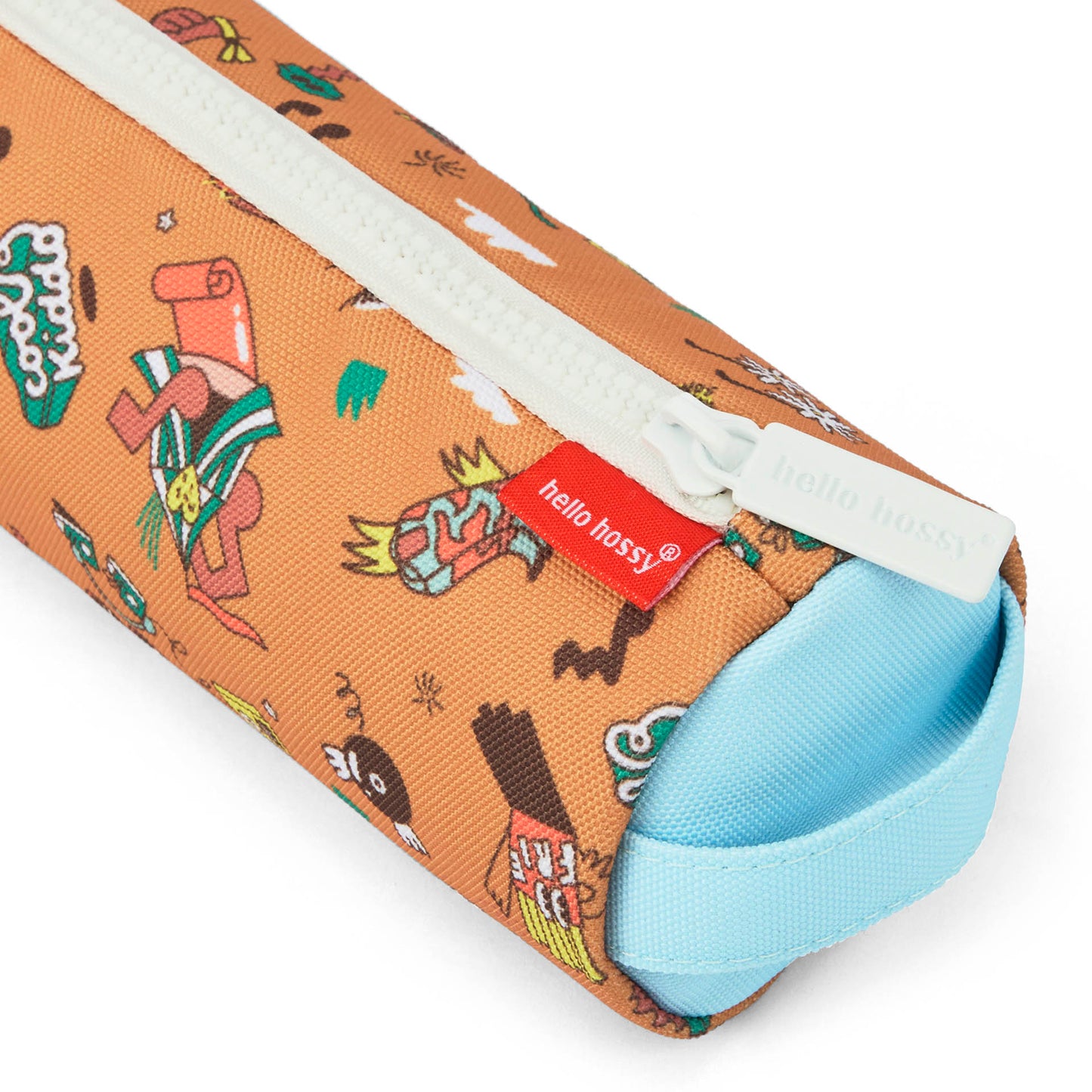 Estuche Escolar infantil marrón estampado música cierre blanco Hello Hossy