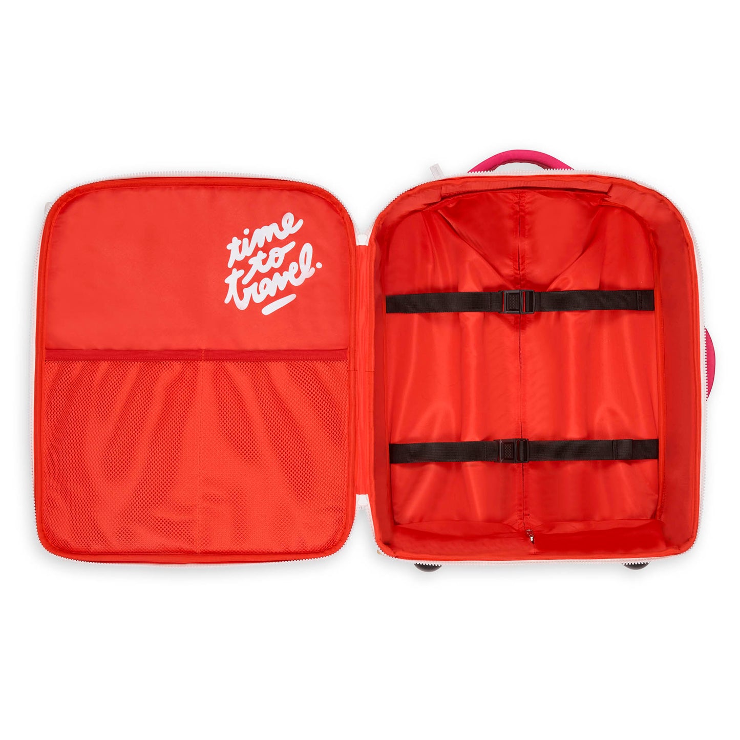 Valise enfant rouge intérieure compartiments et sangles Hello Hossy