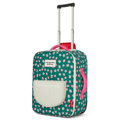 Maleta infantil verde estampado flores asas rosas Hello Hossy