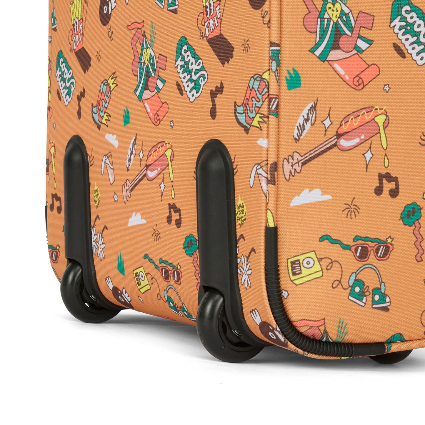 Maleta infantil marrón estampados de música ruedas negras Hello Hossy