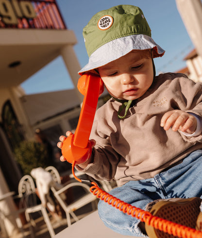 Bob enfant bicolore vert bleu patch rond Cool Kids Only Hello Hossy
