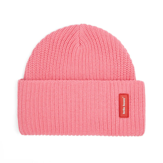 Bonnet en maille uni Flow Pink pour enfant, bébé et parent – vue à plat