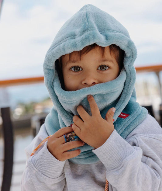 Pasamontañas infantil azul de tejido polar con cuello cómodo Hello Hossy