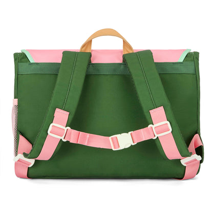 Cartable enfant vert rose bretelles réglables Hello Hossy