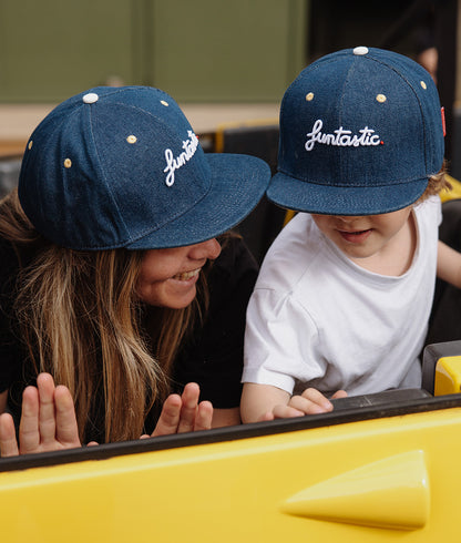 Casquette Parents-Enfants Jean Funtastic, visière plate, coton biologique, certifiée Oeko-Tex, dès 9 mois, Cool Kids Only !