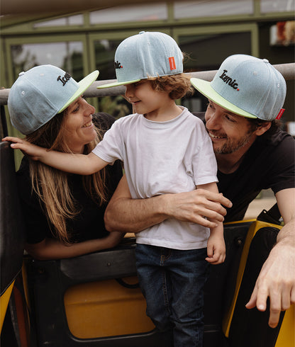 Casquette Parents-Enfants Jean Iconic, visière plate, coton biologique, certifiée Oeko-Tex, dès 9 mois, Cool Kids Only !