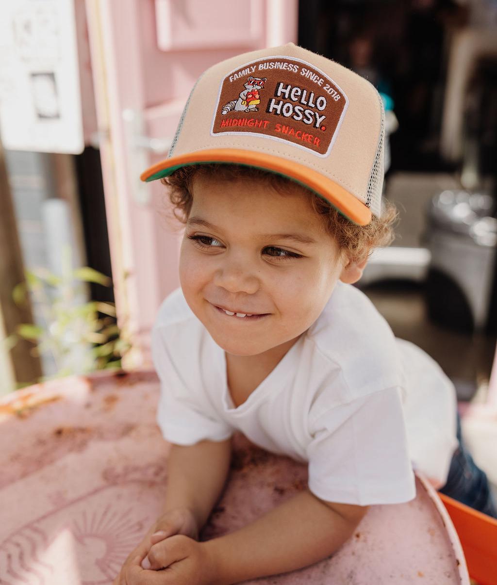Gorra infantil beige visera naranja Patch Hello Hossy