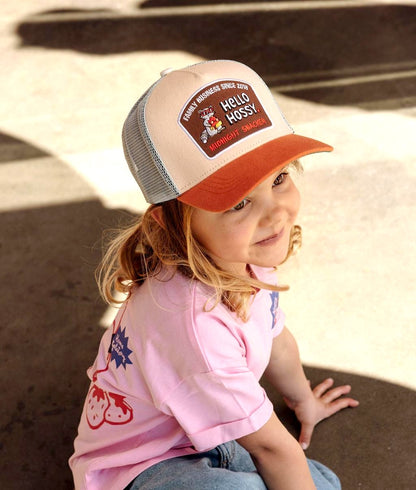 Gorra infantil beige visera naranja Patch Hello Hossy