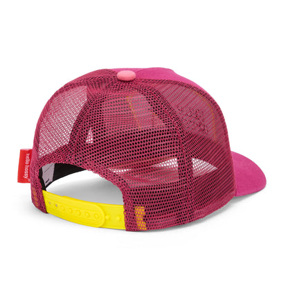 Casquette enfant fuchsia visière courbée filet jaune Hello Hossy