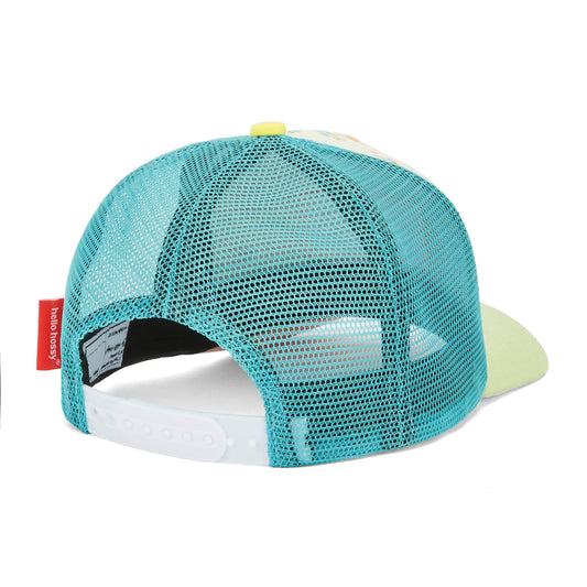 Casquette enfant beige bleu filet arrière réglable visière courbée Hello Hossy