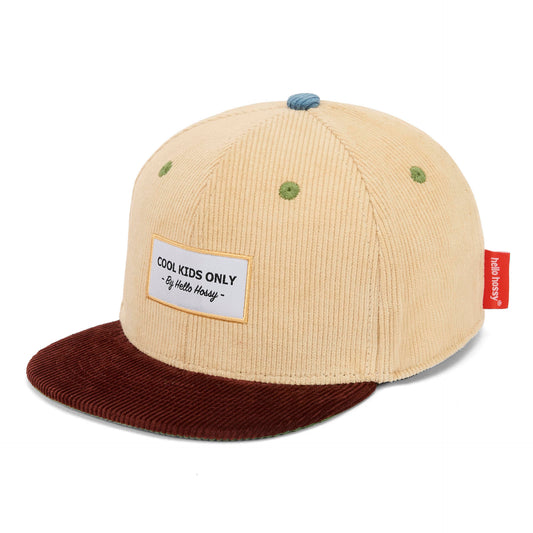 Casquette velours beige Sweet Almond pour enfant – vue de 3/4