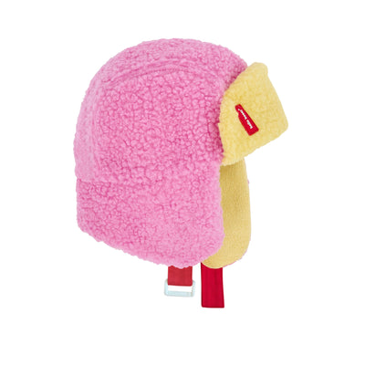 Chapka en moumoute et polaire bicolore Cozy Kira pour enfant et bébé – vue de profil