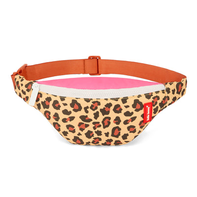 Riñonera infantil estampado leopard beige rosa detalle cremallera Hello Hossy