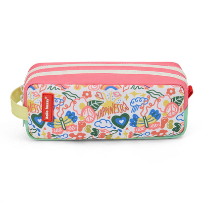 Estuche Escolar infantil estampado arte colorido doble compartimento Hello Hossy