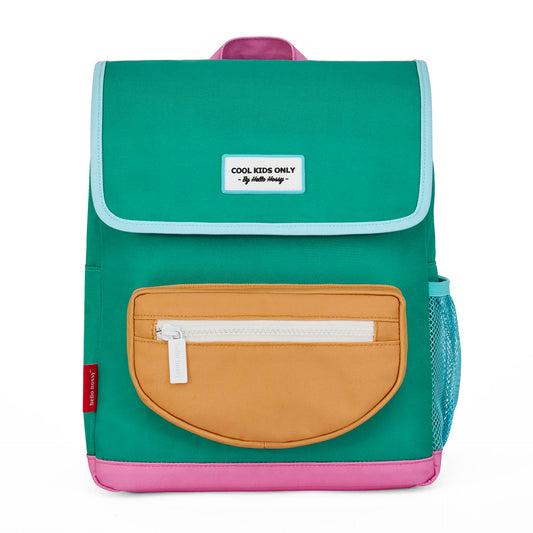 Sac à dos enfant vert poche camel base rose Hello Hossy