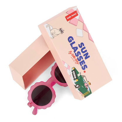 Lunettes de soleil enfant fuchsia forme fleur verres foncés Hello Hossy