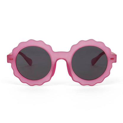 Lunettes de soleil enfant fuchsia forme fleur verres foncés Hello Hossy