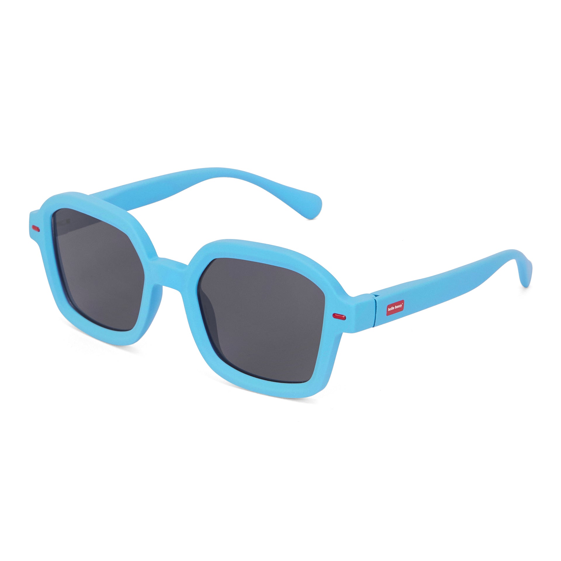 Gafas de sol infantiles azules forma cuadrada montura ancha Hello Hossy