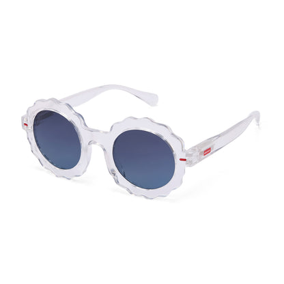 Gafas de sol infantil blanco transparente forma flor Hello Hossy