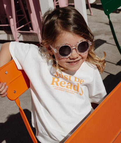 Gafas de sol infantiles blanco transparente forma flor lentes oscuros Hello Hossy