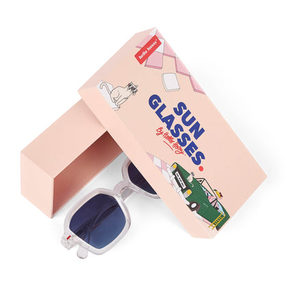 Gafas de sol infantiles blanco transparente forma cuadrada Hello Hossy