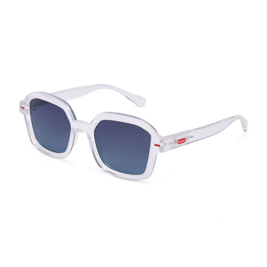 Lunettes de soleil enfant blanc transparent forme carrée verres bleutés Hello Hossy