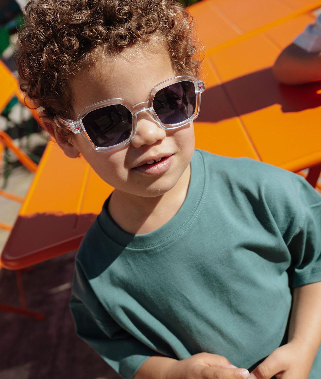 Gafas de sol infantiles blanco transparente forma cuadrada Hello Hossy