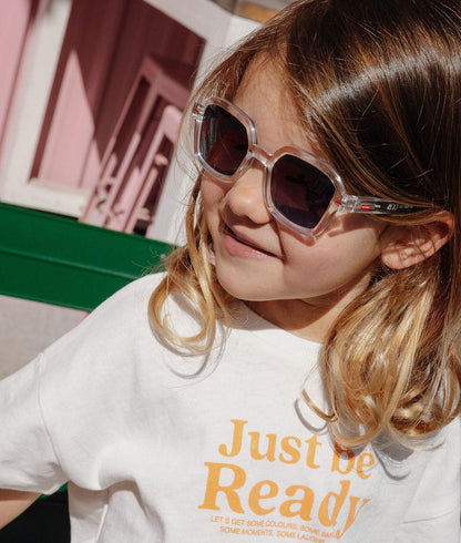 Gafas de sol infantiles blanco transparente forma cuadrada lentes degradados Hello Hossy