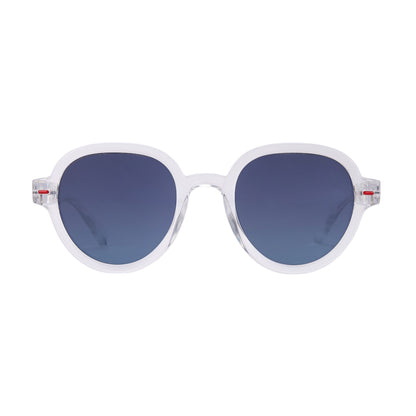 Gafas de sol infantiles blanco transparente forma redonda lentes azulados Hello Hossy